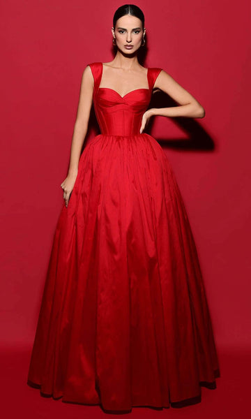 A-line Corset Natural Waistline Taffeta Hidden Back Zipper Sweetheart Floor Length Evening Dress