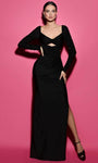 Jersey Sweetheart Natural Waistline Long Sleeves Beaded Cutout Slit Ruched Sheath Sheath Dress/Evening Dress/Party Dress