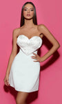 A-line Strapless Cocktail Short Crepe Natural Waistline Open-Back Back Zipper Sweetheart Evening Dress