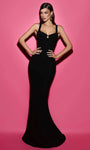 Corset Empire Waistline Plunging Neck Sweetheart Mermaid Tank Hidden Back Zipper Crepe Evening Dress with a Court Train