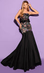 Tulle Natural Waistline Off the Shoulder Sleeveless Floral Print Mermaid Glittering Embroidered Dress With a Ribbon