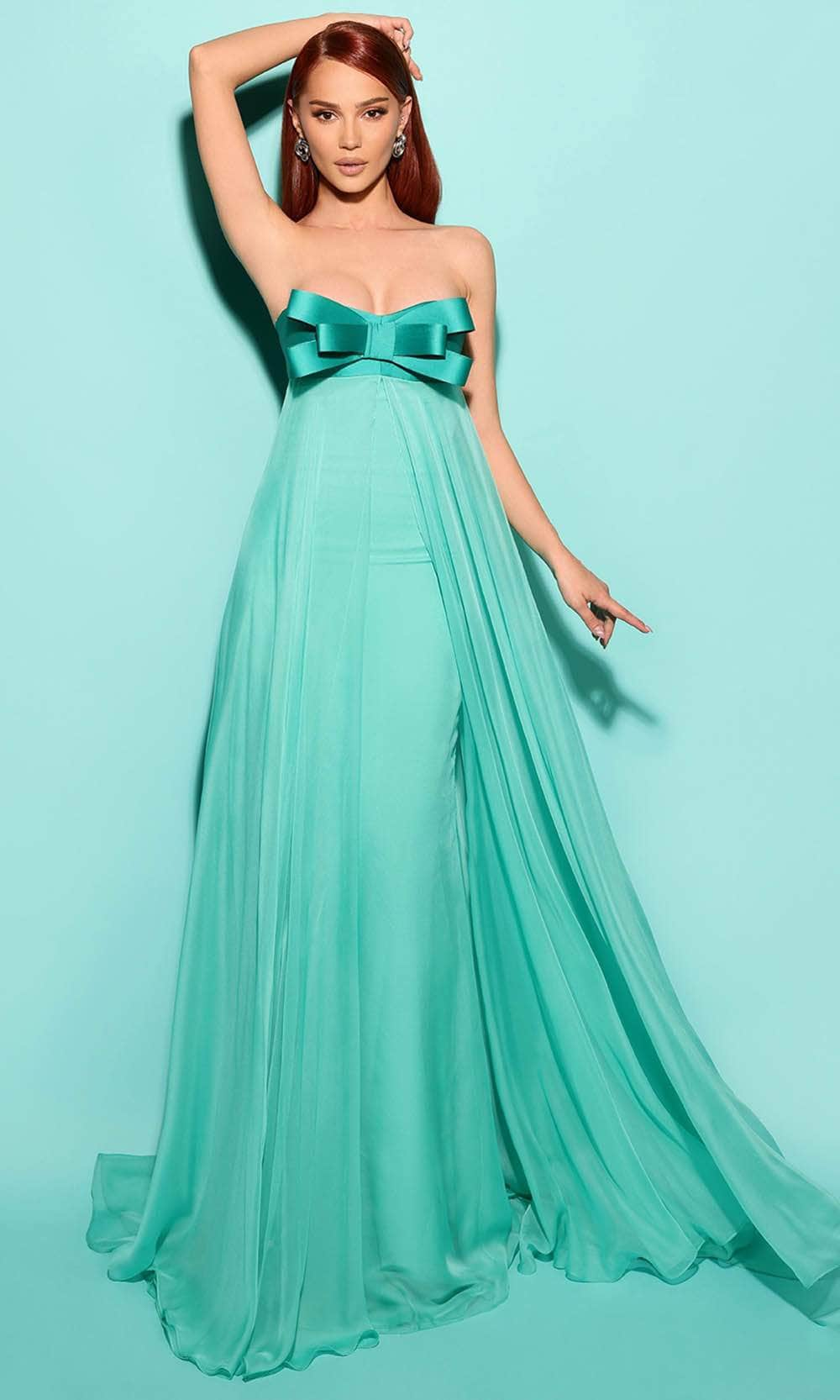 Tarik Ediz 53183 - Bow Accent Sweetheart Evening Gown
