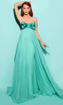 A-line Strapless Empire Waistline Sweetheart Taffeta Floor Length Open-Back Back Zipper Evening Dress with a Brush/Sweep Train With a Bow(s)