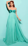 A-line Strapless Sweetheart Taffeta Open-Back Back Zipper Empire Waistline Floor Length Evening Dress with a Brush/Sweep Train With a Bow(s)