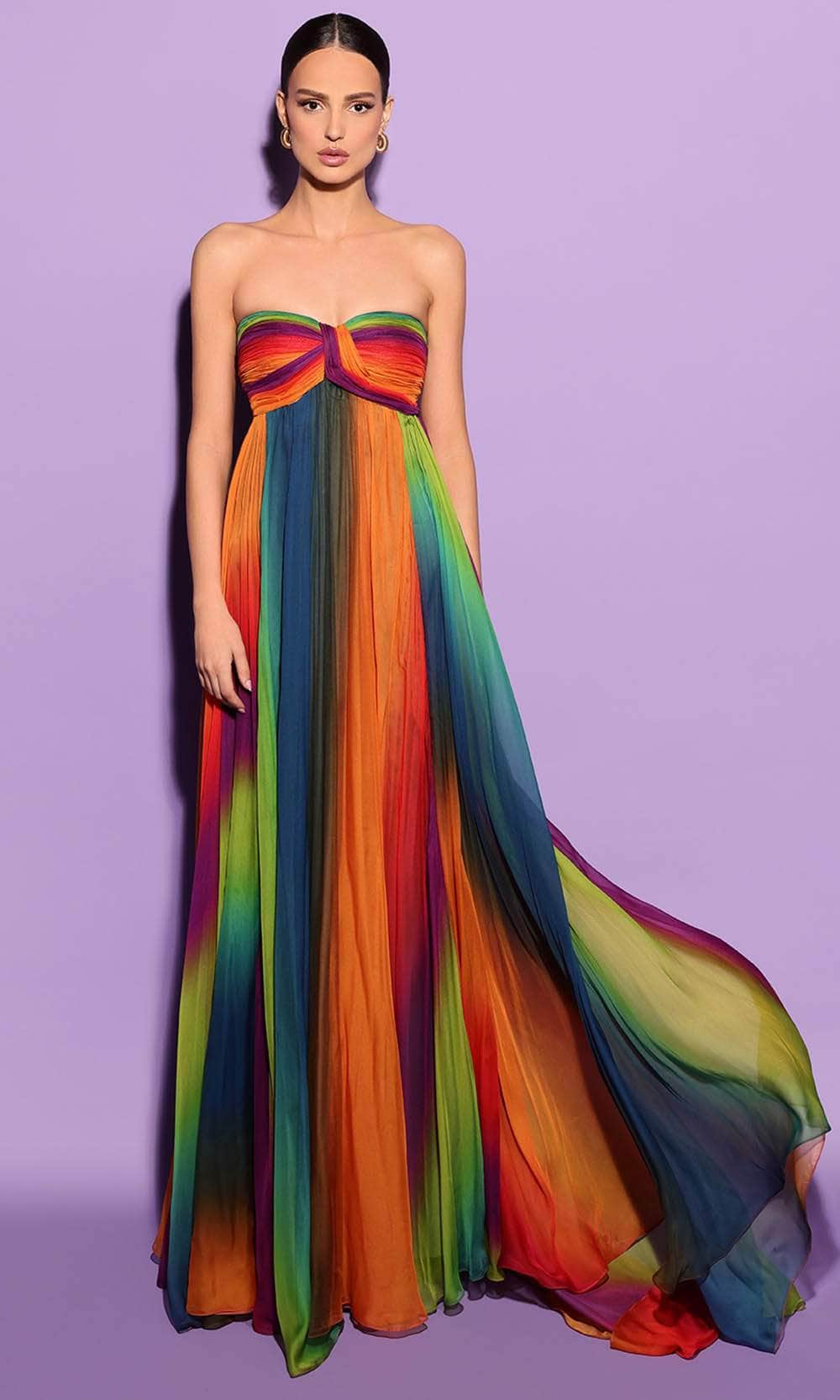 Tarik Ediz 53187 - Multicolored Sheath Long Dress
