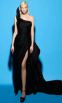 A-line Backless Ruched Slit Open-Back Asymmetric Natural Waistline Taffeta One Shoulder Sleeveless Evening Dress with a Brush/Sweep Train With Ruffles