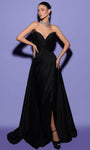 A-line V-neck Strapless Sheath Taffeta Natural Waistline Hidden Back Zipper Racerback Ruched Slit Jeweled Sheath Dress/Evening Dress with a Court Train