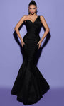 Sophisticated Taffeta Asymmetric Ruched Hidden Back Zipper Natural Waistline One Shoulder Sleeveless Mermaid Evening Dress with a Brush/Sweep Train