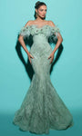 Off the Shoulder Back Zipper Fitted Natural Waistline Floor Length Lace Mermaid Dress