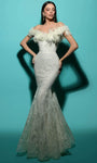 Lace Floor Length Back Zipper Fitted Natural Waistline Off the Shoulder Mermaid Dress