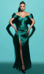 Sexy A-line Off the Shoulder Natural Waistline Mermaid Sweetheart Taffeta Open-Back Pleated Hidden Back Zipper Wrap Slit Evening Dress with a Court Train With a Bow(s)