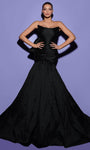 Strapless Mermaid Scoop Neck Wrap Hidden Back Zipper Taffeta Evening Dress with a Court Train With a Bow(s)