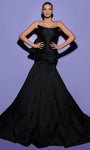 Strapless Scoop Neck Mermaid Hidden Back Zipper Wrap Taffeta Evening Dress with a Court Train With a Bow(s)
