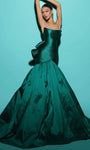 Strapless Mermaid Hidden Back Zipper Wrap Taffeta Scoop Neck Evening Dress with a Court Train With a Bow(s)
