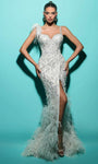 Sophisticated Mermaid Beaded Slit Natural Waistline Sweetheart One Shoulder Sleeveless Dress with a Brush/Sweep Train