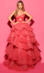 Strapless Natural Waistline Glittering Pleated Tiered Ruched Cutout Hidden Back Zipper Sweetheart Tulle Dress with a Brush/Sweep Train