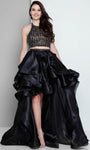 Sexy A-line Natural Waistline Halter High-Low-Hem Sleeveless Open-Back Glittering Dress