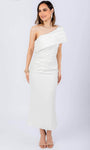 Sheath Beaded Open-Back Fitted Asymmetric Ruched Short Sleeves Sleeves Satin Cocktail Tea Length Natural Waistline Sheath Dress