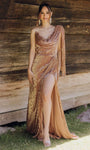 Sexy Sophisticated Natural Waistline Slit Sequined Sheath One Shoulder Sleeveless Sheath Dress/Evening Dress