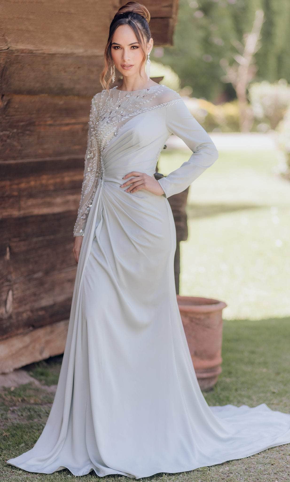 Terani Couture 232E1335 - Embellished Long Sleeve Evening Dress
