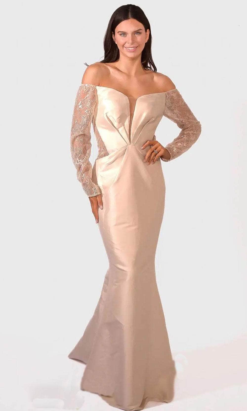 Terani Couture 241M2734 - Long Sleeves Off-Shoulder Evening Dress
