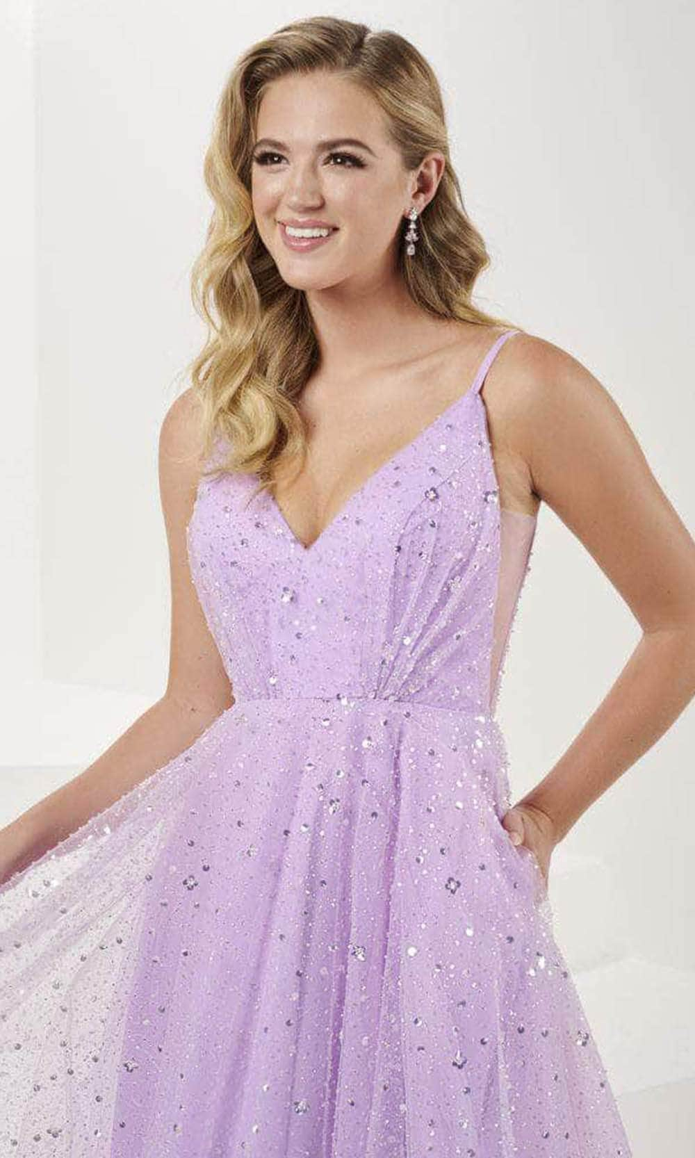 Tiffany Designs 16066 - Illusion Corset Back Glitter Evening Gown
