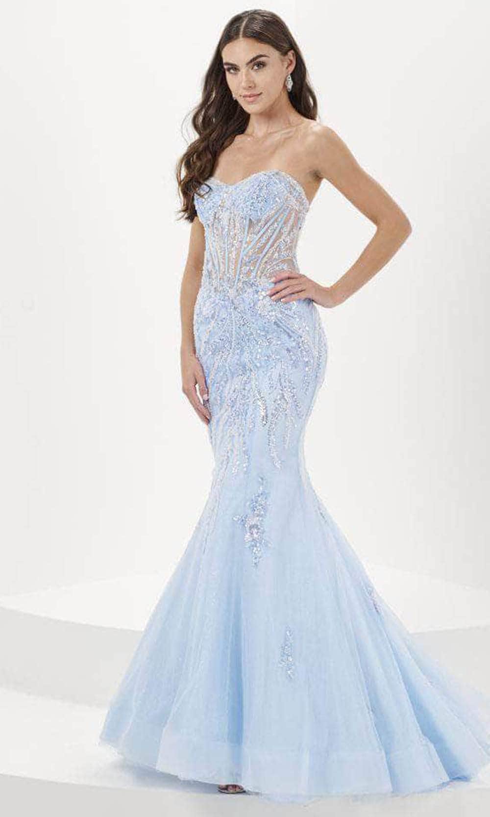 Tiffany Designs 16074 - Floral Beaded Mermaid Evening Gown
