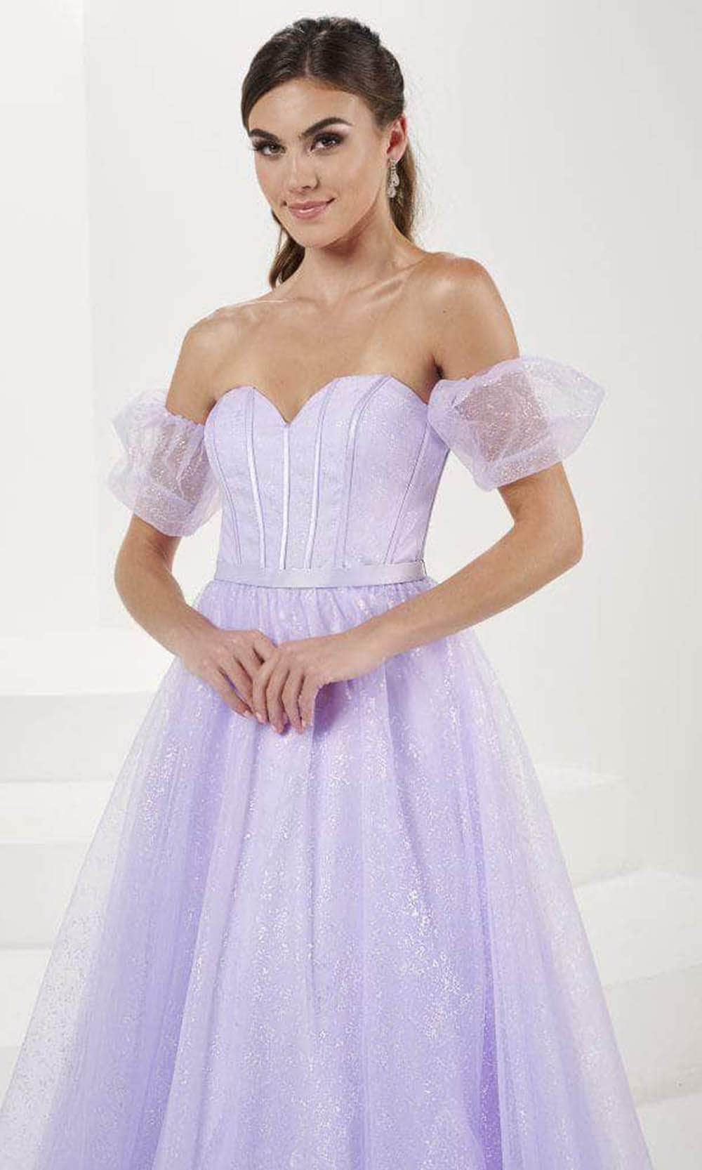 Tiffany Designs 16083 - Detachable Sleeve Glitter Evening Gown
