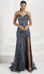 Natural Waistline Open-Back Sequined Beaded Fitted Lace-Up Slit Mesh Sweetheart Sleeveless Spaghetti Strap Sheath Sheath Dress/Evening Dress with a Brush/Sweep Train