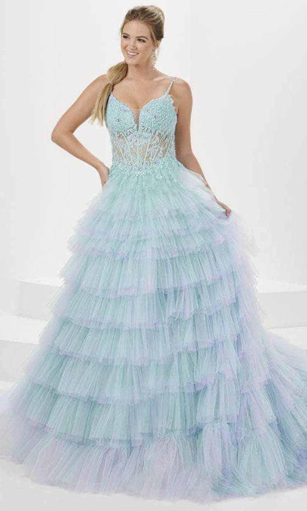 Tiffany Designs 16115 - Embroidered Ombre A-Line Evening Gown
