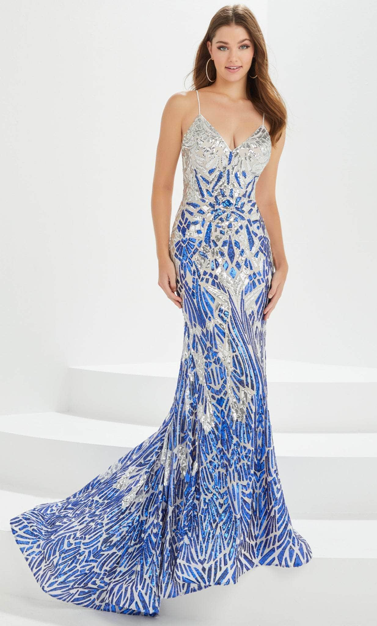 Tiffany Designs by Christina Wu 16023 - Two-toned Sequined Prom Gown
