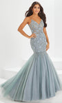 V-neck Mermaid Sleeveless Spaghetti Strap Beaded Fitted Back Zipper Tulle Natural Waistline Evening Dress/Prom Dress