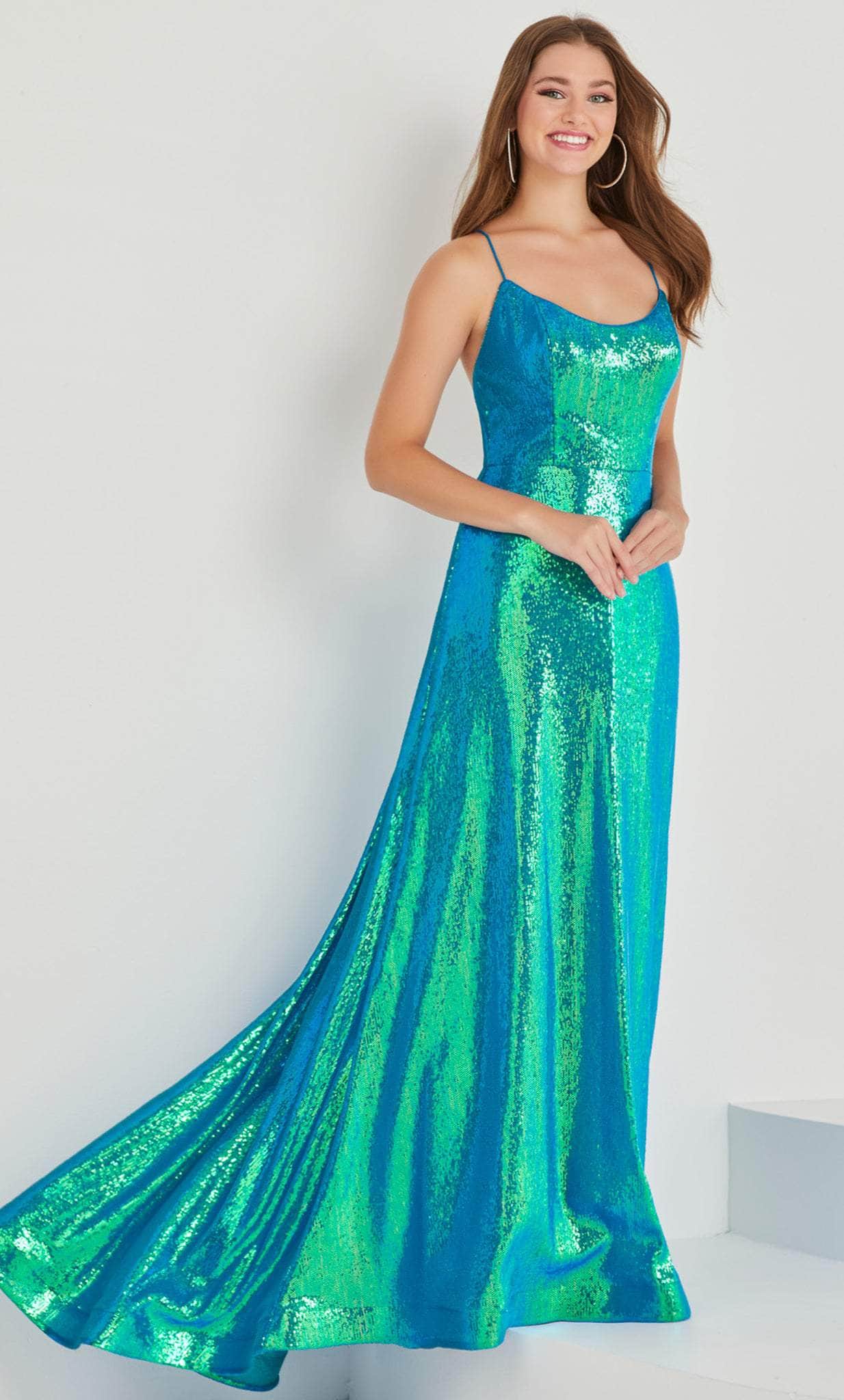 Tiffany Designs by Christina Wu 16030 - Sequined Scoop-Neck Prom Gown
