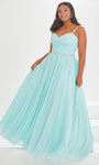 A-line V-neck Sleeveless Chiffon Natural Waistline Pleated Mesh Flowy Fitted Back Zipper Beaded Sweetheart Prom Dress