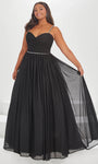 A-line V-neck Sweetheart Sleeveless Fitted Pleated Flowy Mesh Beaded Back Zipper Natural Waistline Chiffon Prom Dress