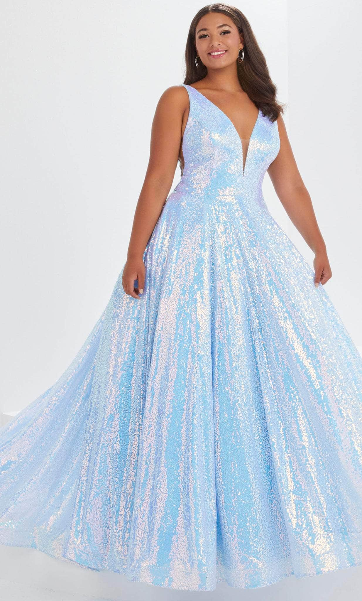 Tiffany Designs by Christina Wu 16046 - Plunging Sequined Prom Gown
