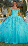 Natural Waistline Floral Print Off the Shoulder Tulle Applique Sequined Crystal Lace-Up Beaded Ball Gown Dress with a Chapel Train With a Bow(s)