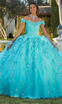 Sequined Crystal Applique Lace-Up Beaded Tulle Floral Print Off the Shoulder Natural Waistline Ball Gown Dress with a Chapel Train With a Bow(s)