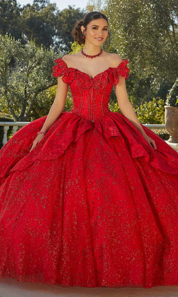 Sophisticated General Print Tulle Basque Corset Waistline Lace Trim Beaded Glittering Lace-Up Crystal Off the Shoulder Ball Gown Dress with a Brush/Sweep Train With a Bow(s) and Rhinestones