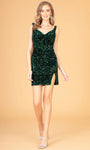 Natural Waistline Cocktail Short Back Zipper Open-Back Sequined Fitted Slit Sleeveless Sweetheart Sheath Velvet Sheath Dress