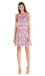 A-line Natural Waistline Back Zipper Floral Print Bateau Neck Above the Knee Sleeveless Dress