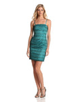 Strapless Cocktail Short Sheath Sequined Wrap Open-Back Back Zipper Sleeveless Lace Natural Waistline Sheath Dress