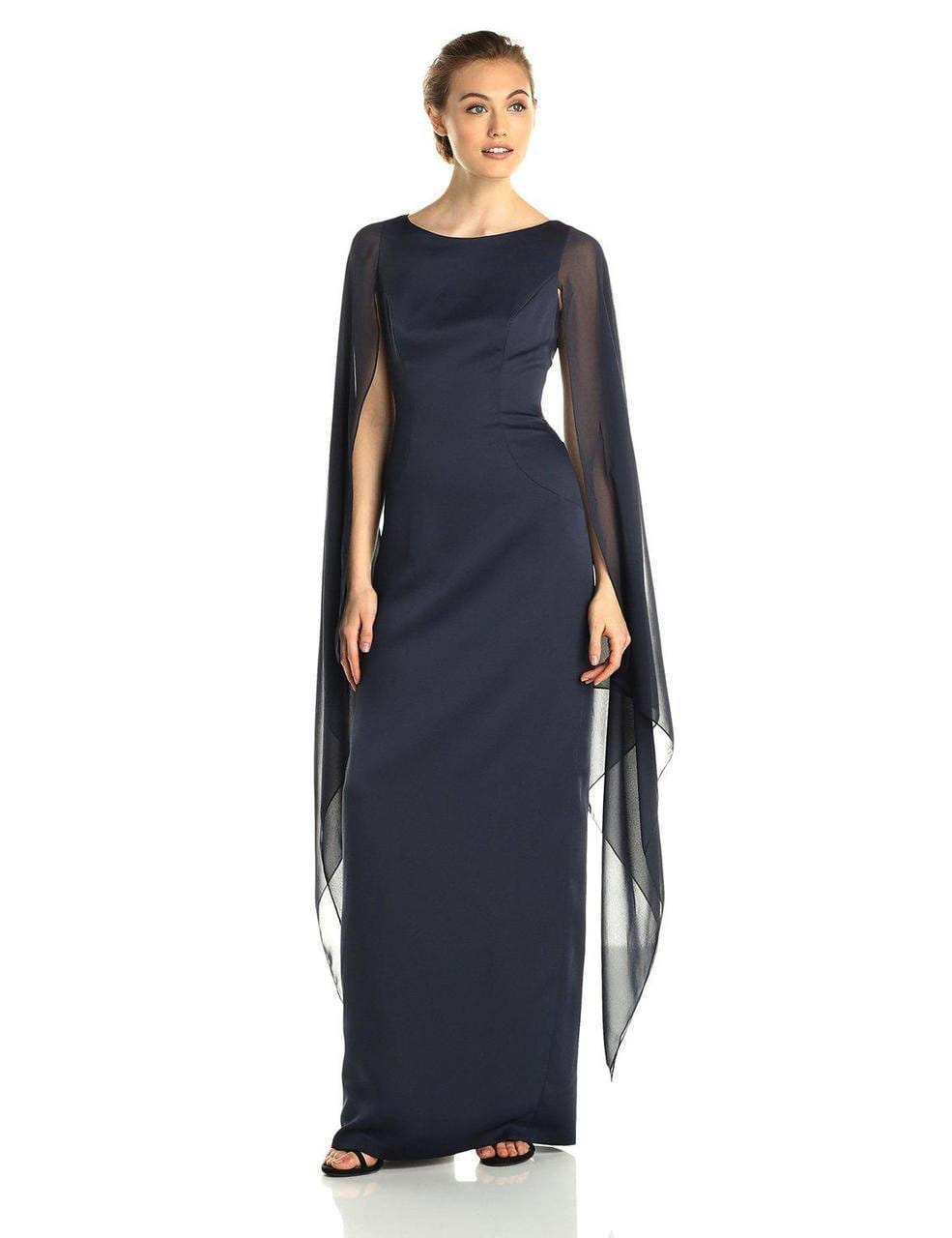 Adrianna Papell - 81917310 Fitted Bateau Dress with Cape
