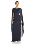 Sophisticated Fitted Back Zipper Slit Sheath Floor Length Natural Waistline Bateau Neck Sheath Dress/Evening Dress
