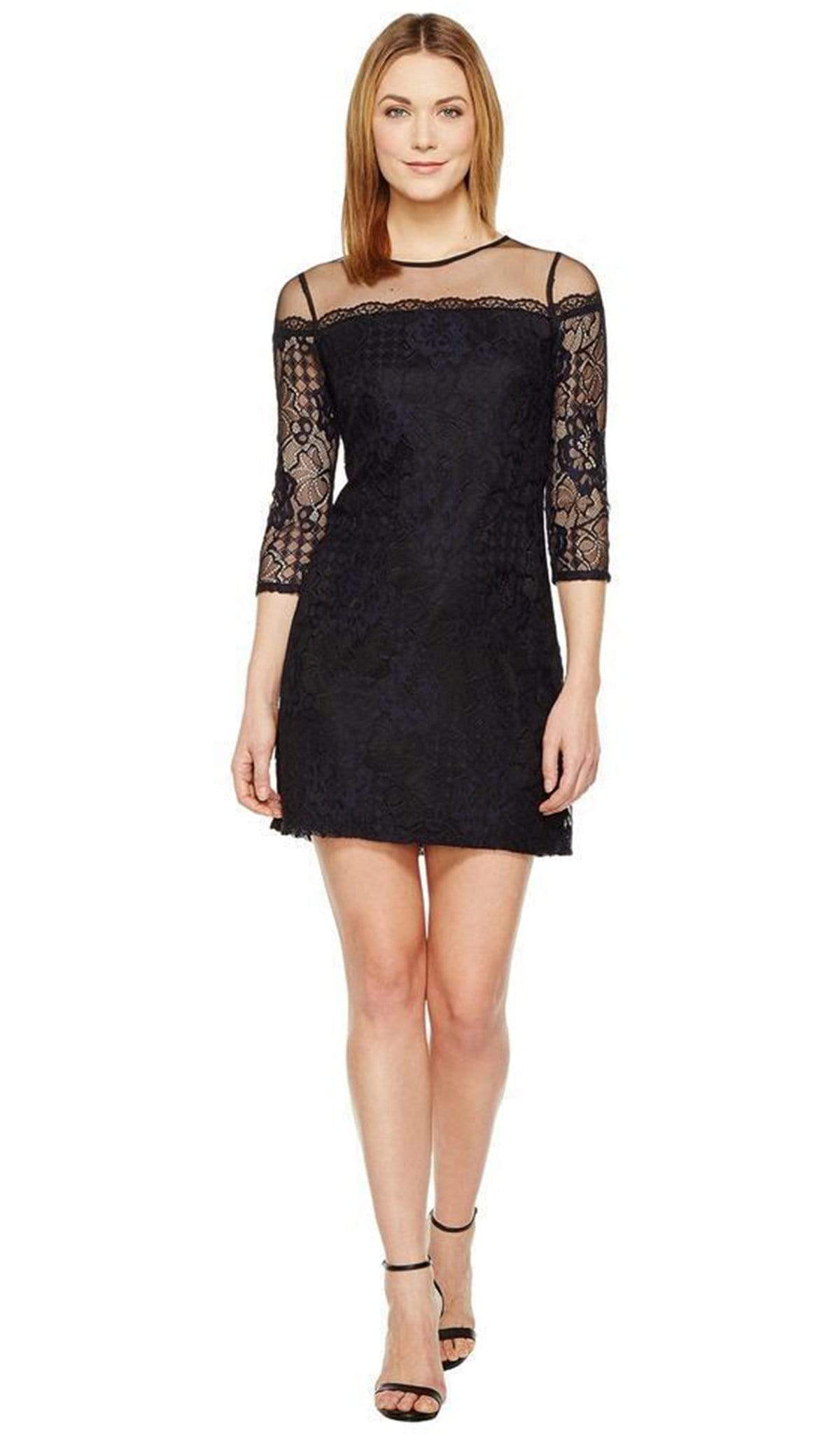 Adrianna Papell - AP1D100545 Lace Quarter Length Sleeve Sheath Dress
