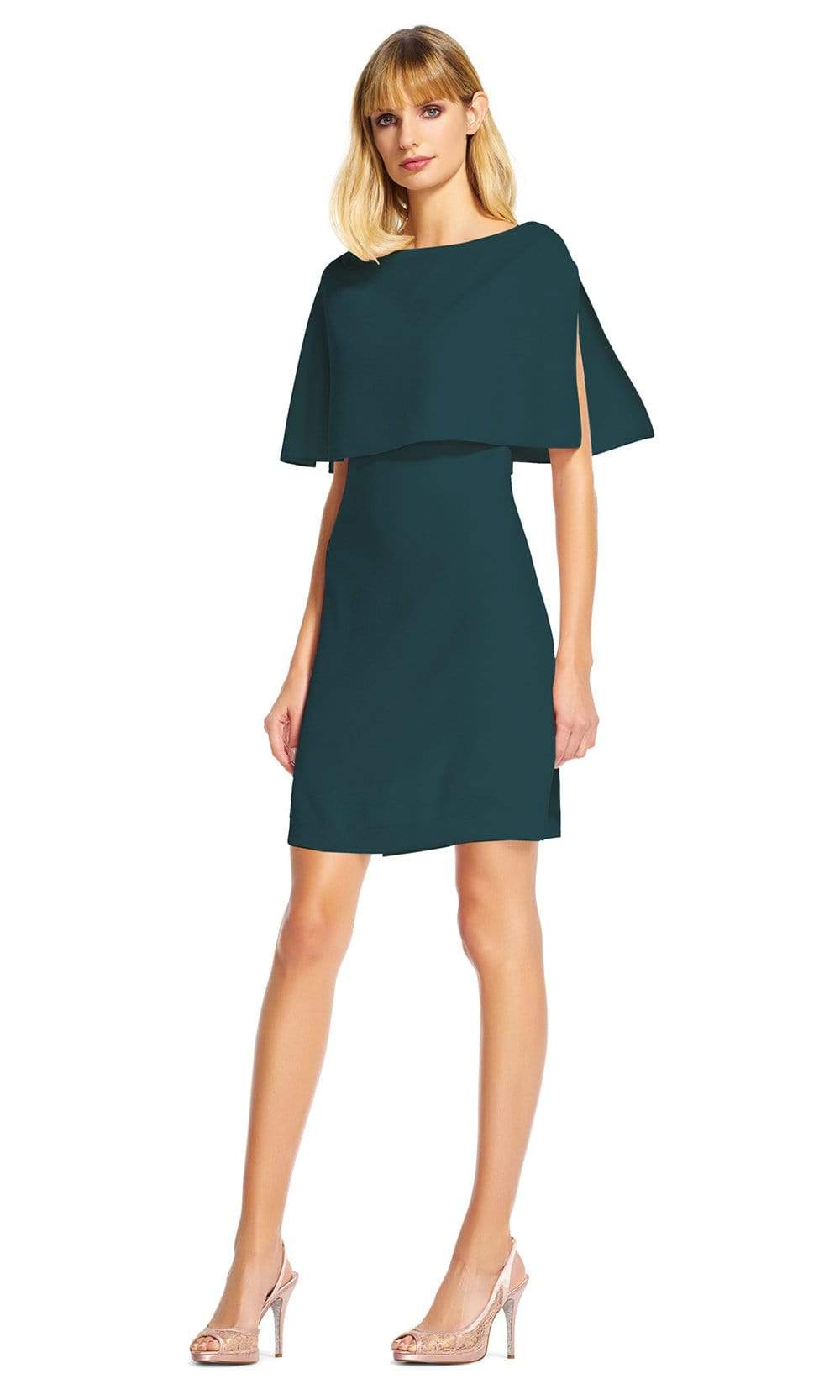 Adrianna Papell - AP1D100716 Popover Cape Crepe Shift Dress