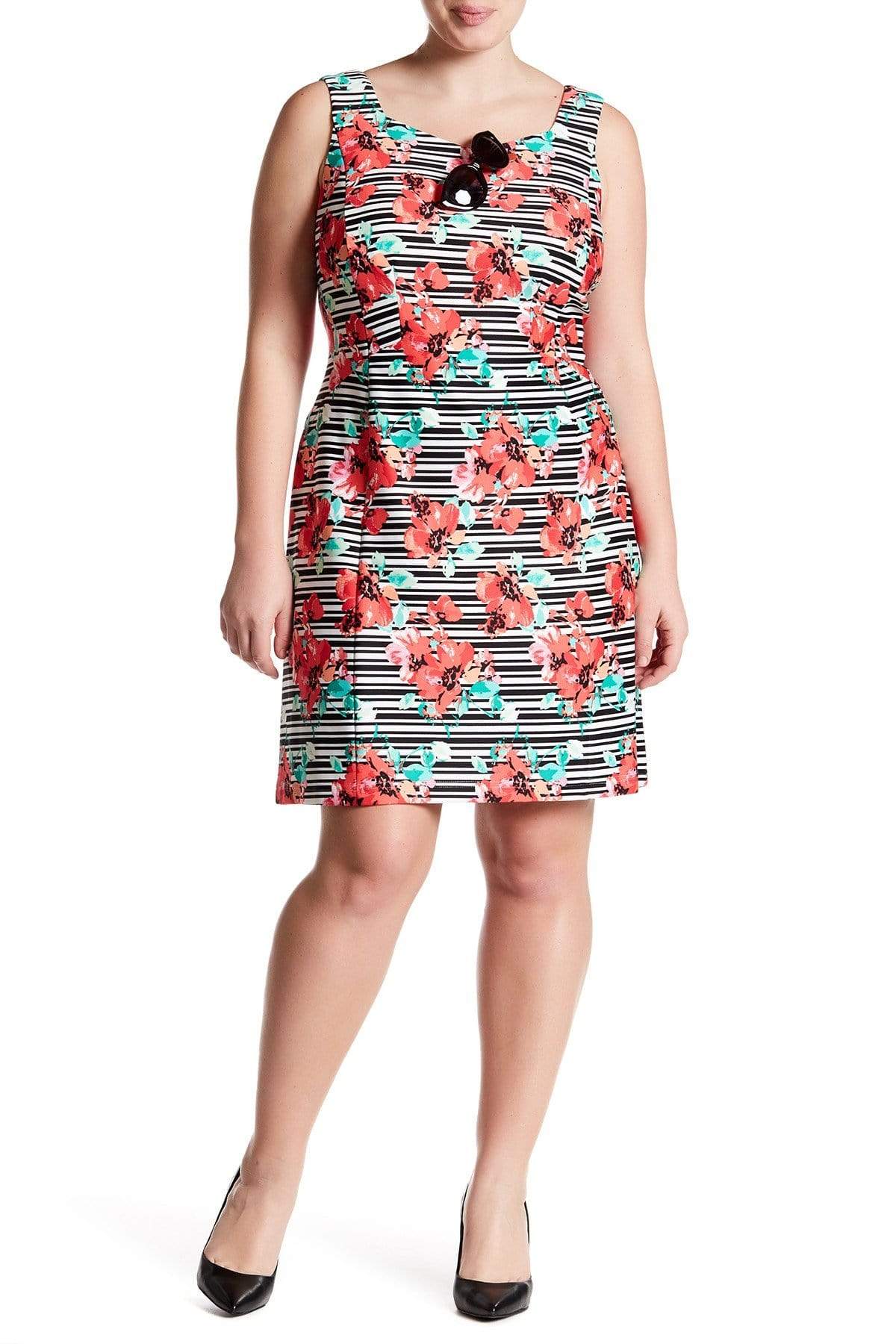 Adrianna Papell - AP1D100873 Floral Striped Sheath Cocktail Dress