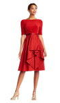 A-line Bateau Neck 3/4 Short Sleeves Sleeves Natural Waistline Back Zipper Pleated V Back Wrap Ruched Above the Knee Dress