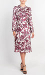 V-neck Sheath Empire Waistline Floral Print Back Zipper Self Tie Above the Knee Long Sleeves Sheath Dress