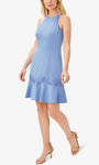 A-line Applique Self Tie Cutout Short Sleeveless Fall Natural Waistline Halter Dress